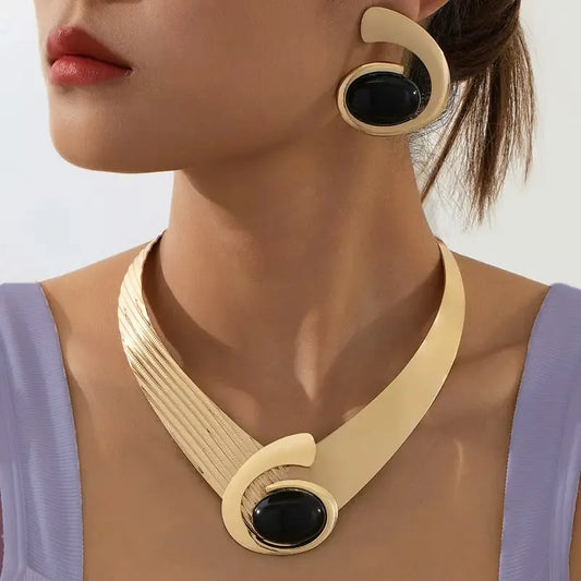 Ensemble de collier et boucles d'oreilles en acrylique pour femmes, Design rétro, bijoux à la mode exagérés, fête de vacances OL ES016