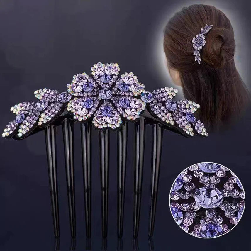 Peignes à cheveux fleur en cristal pour femmes, pinces à cheveux en biscuits, pince à cheveux fourche, coiffure de patients, vêtements de sauna, accessoires élégants
