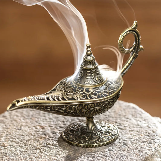Brûleur d'encens de style antique durable, métal de purification de l'air, four aromatique, cadeaux de Press, lampe Aladdin, décoration d'intérieur