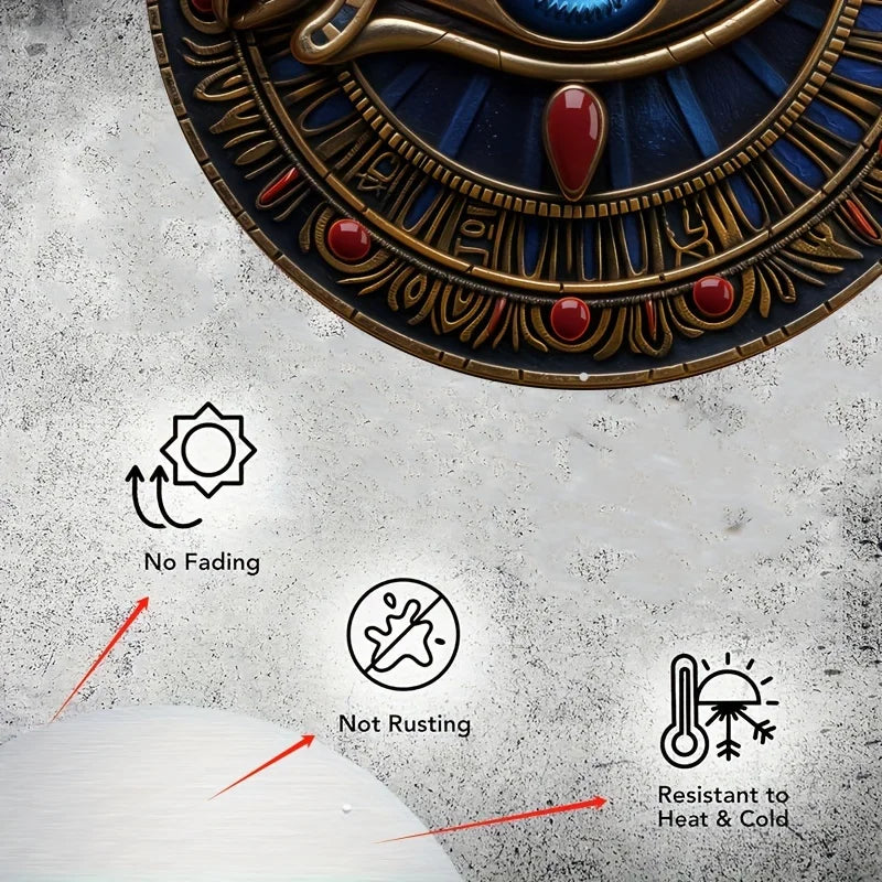 Art mural Eye of Horus, symbole de la mythologie égyptienne, décor en métal haute résistance avec look 3D, décoration de maison et de bain, style ferme