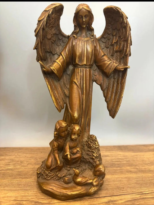 TOP ART christianisme catholicisme chrétien bronze sculpture statue ange statue ange gardien foi ornement