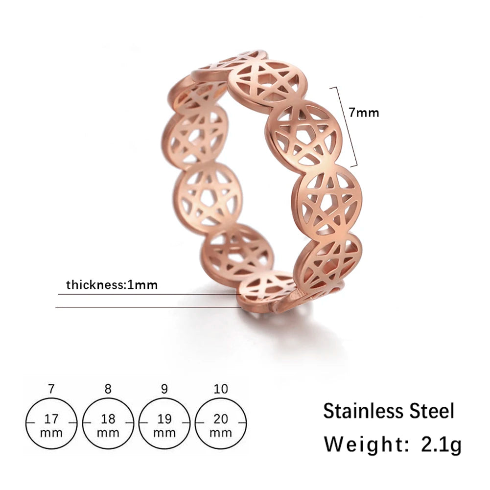 COOLTIME – bague pentagramme surnaturel pour femmes, en acier inoxydable, géométrique, circulaire, Pentacle, Couple, bijoux cadeau