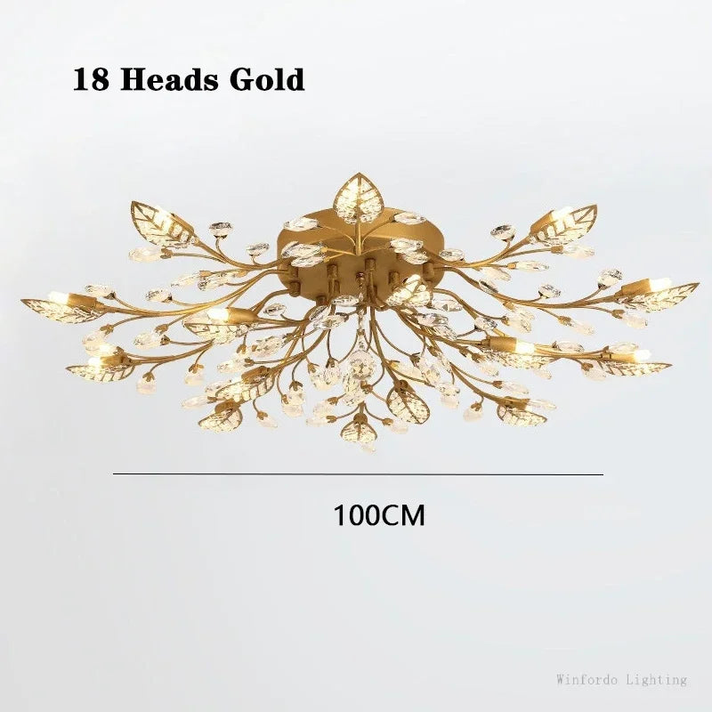 Plafonnier LED en cristal au design nordique moderne, disponible en noir et en jaune or, luminaire décoratif de plafond, idéal pour un salon ou une chambre à coucher, G4