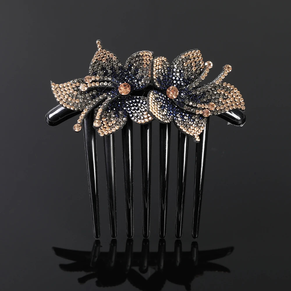 Peigne à cheveux AWAYTR en cristal avec strass – Accessoire professionnel pour chignons, tresses et queues de cheval