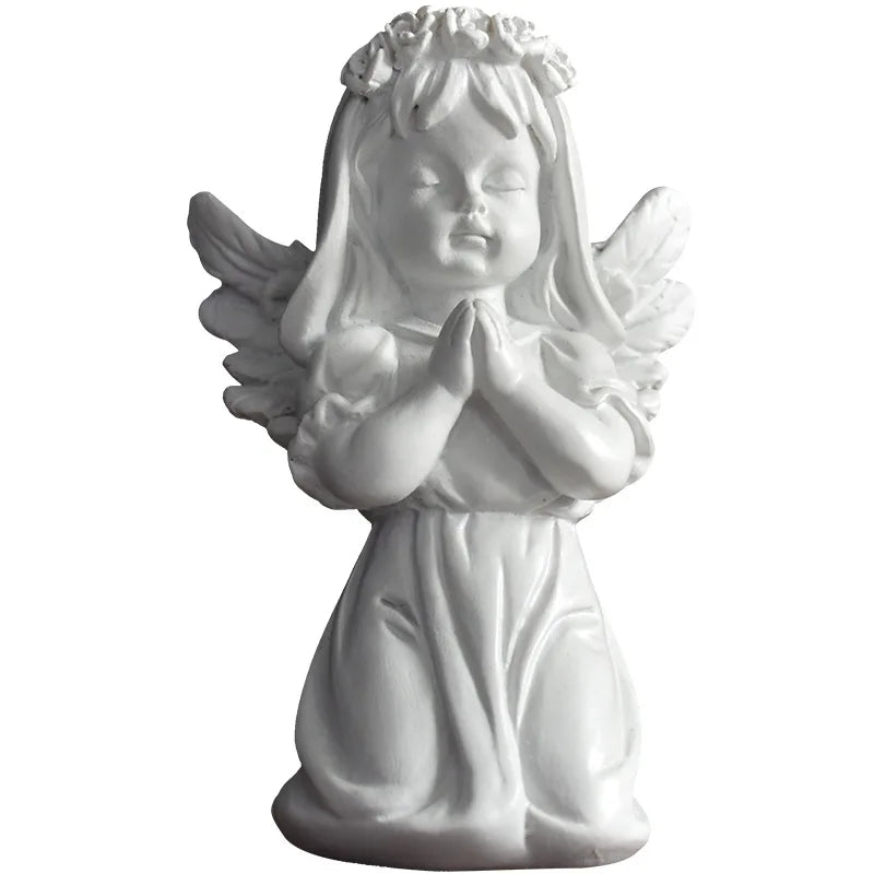 Statue de jardin ange priant avec ailes, sculpture d'art en résine, figurine de plante de cour, décoration de la maison d'Auckland, ornement de bureau, modèle de filles