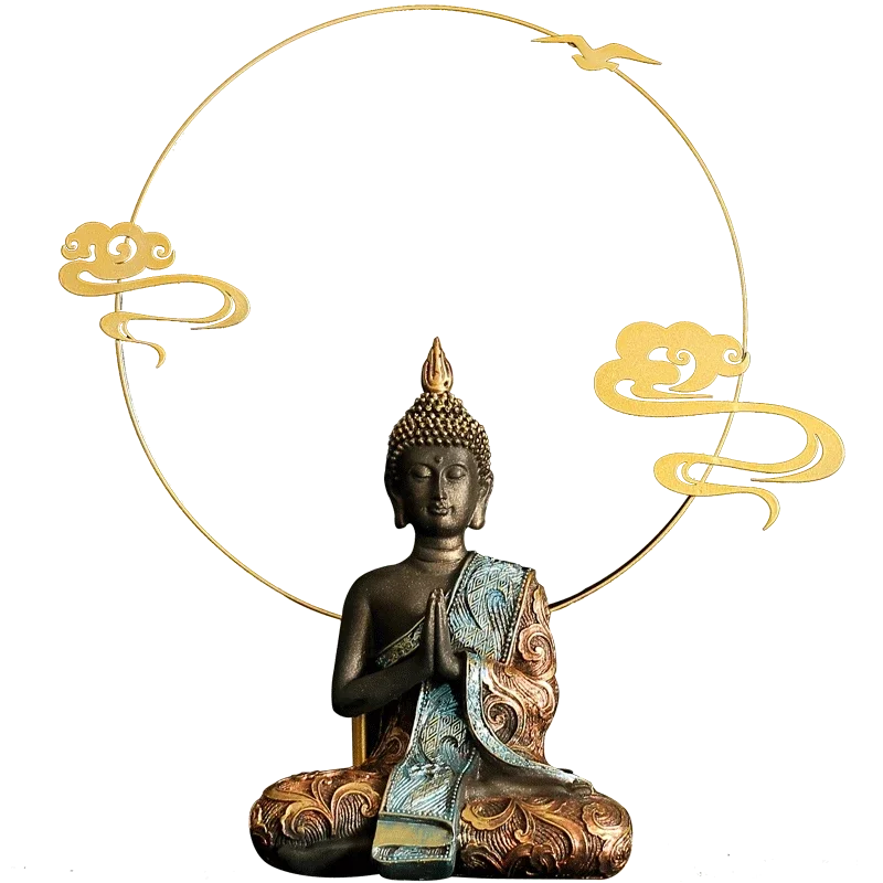 Grande Statue de Bouddha, Poisson Mystérieux, Décoration Précieuse, Mini Figurine Bouddhiste, Décor de Bureau, Ornement, Sculpture Peinte à la Main, Grès