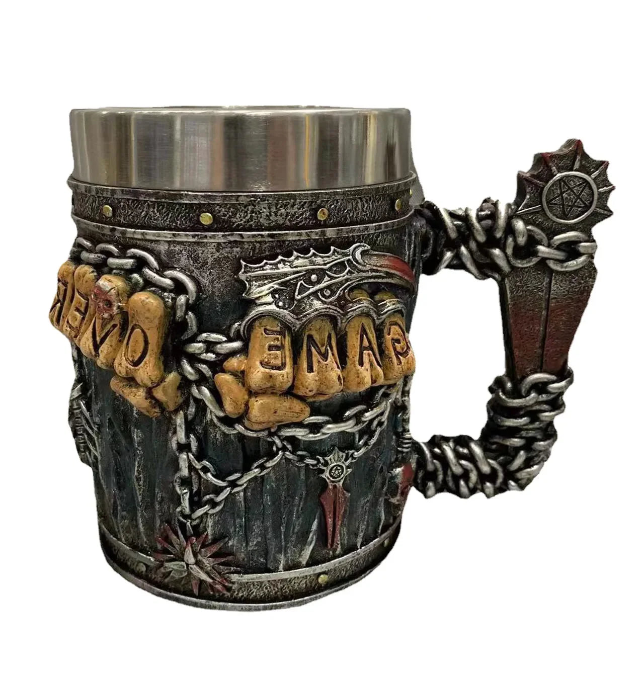 Tasses à bière Norse Myenson, arbre du monde, viking, kokor, baril de chêne, chope en résine, acier inoxydable, tasse à eau, tasse à café, 600ml