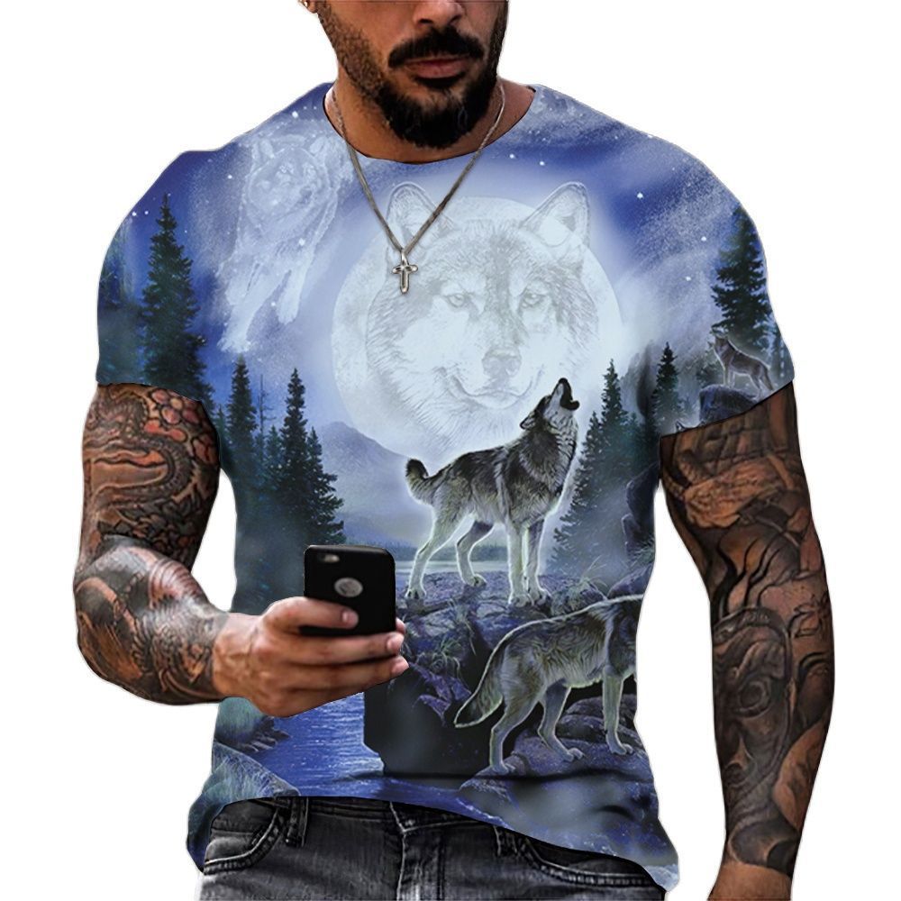 Men's Wolf Head 3d Printed T-shirt