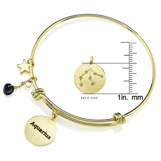 Designer-Inspired Gold-Plated Horoscope and Constellation Bangle