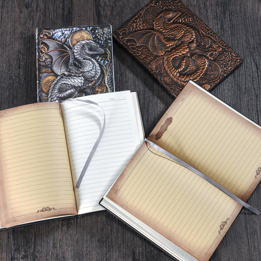 Vintage Anaglyph Dragon Notebook Retro Planner Bronze