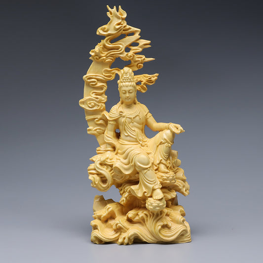 Boxwood Carving Water Moon Goddess Of Mercy Ornament