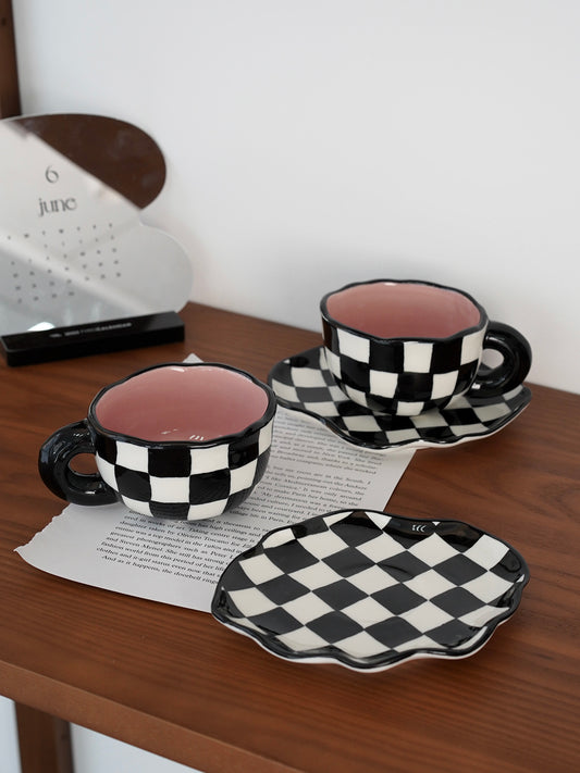 Noir Et Blanc Damier Tasse Creative Net Rouge Tasse