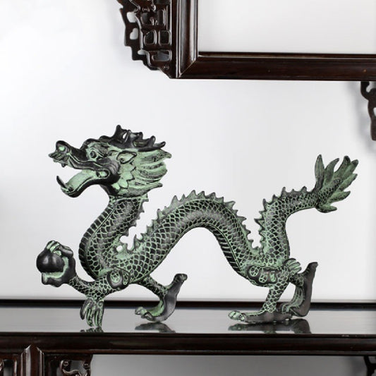 Antique Bronze Dragon Catch Beads Classical Artwork Qinglong Copper Dragon