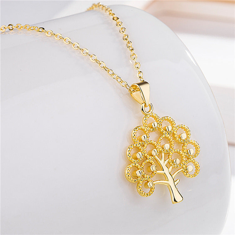 Fashion Lucky Gold Plated Four Leaf Grass Pendant Necklace
