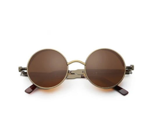 Gothique Steampunk lunettes de Soleil Pour Femmes Hommes Ronde Lentille Métal Cadre