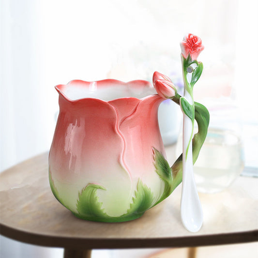 Fleur En Céramique Café De Fleur de Thé Rose Tasse