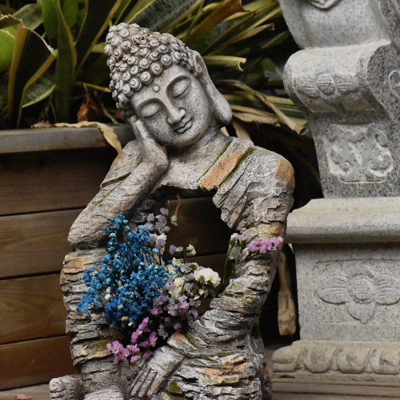 Résine Zen Bouddha Statue Pot de fleur Cour Paysage Balcon Mise en page Jardin Décoration