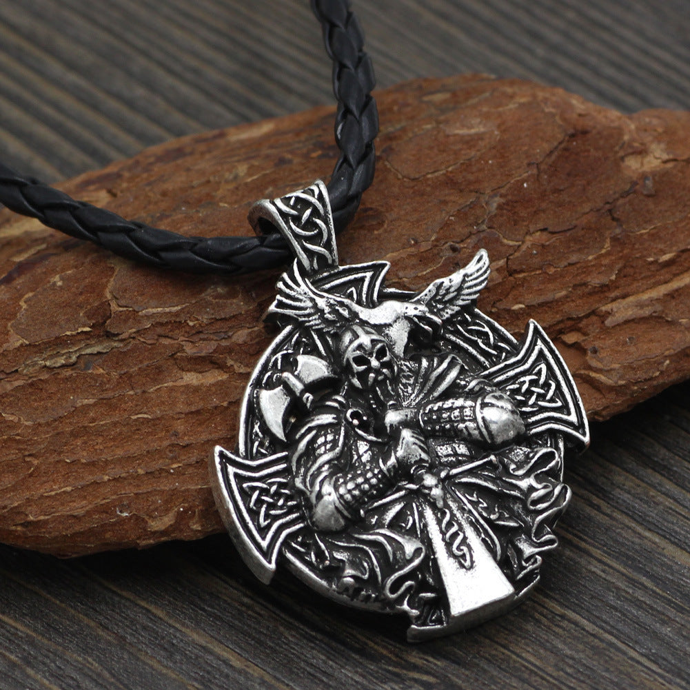 Viking Warrior Aoding Mount Crow Hammer Necklace