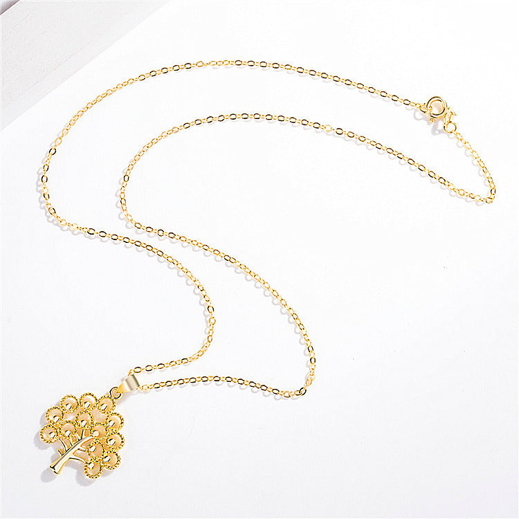 Fashion Lucky Gold Plated Four Leaf Grass Pendant Necklace