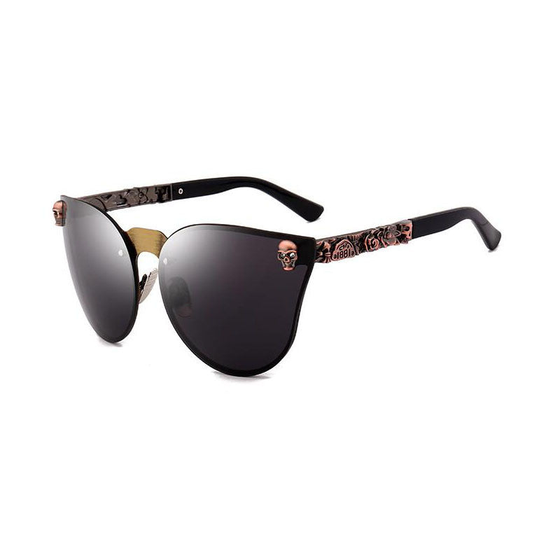 Gothique PC Hommes de Tête de Crâne Décoré Lunettes De Soleil, Exquis Métal Motif Pieds lunettes de Soleil, Femmes