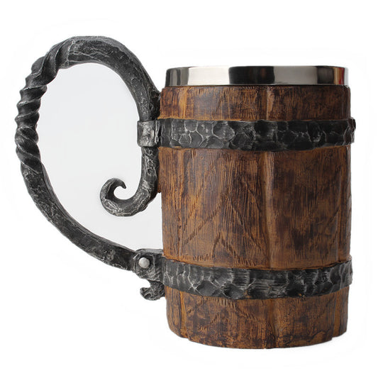 Beer Large-capacity Simulation Wooden Mug Stainless Steel