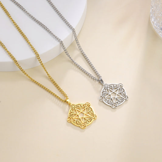 Dawapara Wicca Pentagram Collier Pendentif Inoxydable