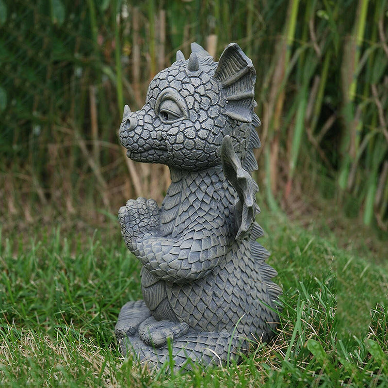 Spot Jardin Dragon Méditation Méditation Prière Résine Décoration Statue