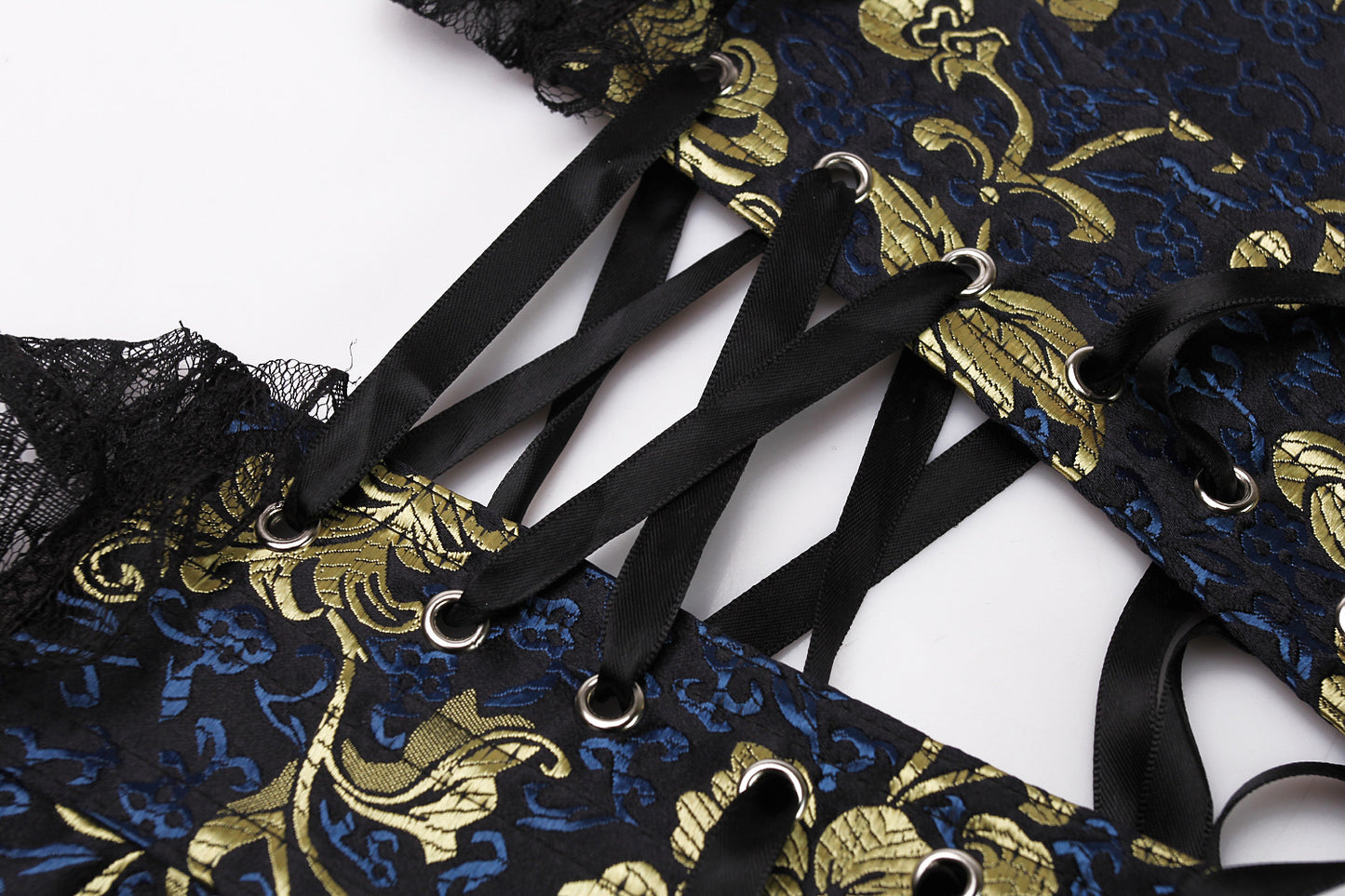 Women's Plastic Lace Blue Court Corset