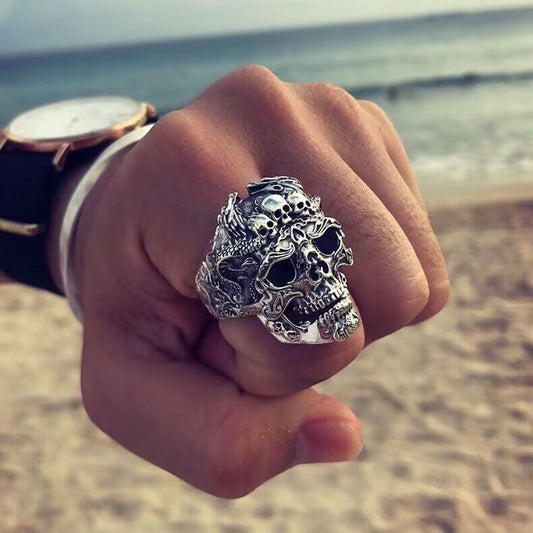 Bijoux Crâne Anneau Tête Mâle Rock Gothique