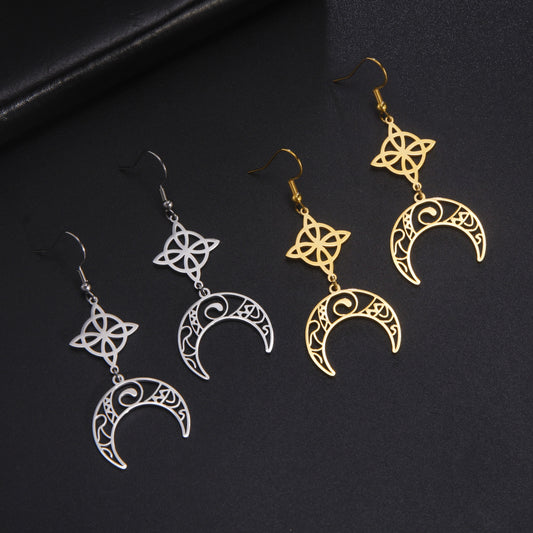 Witch Tassel Pendant Simple Stainless Steel Women's Earrings