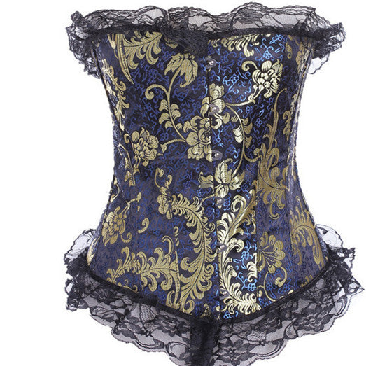 Women's Plastic Lace Blue Court Corset