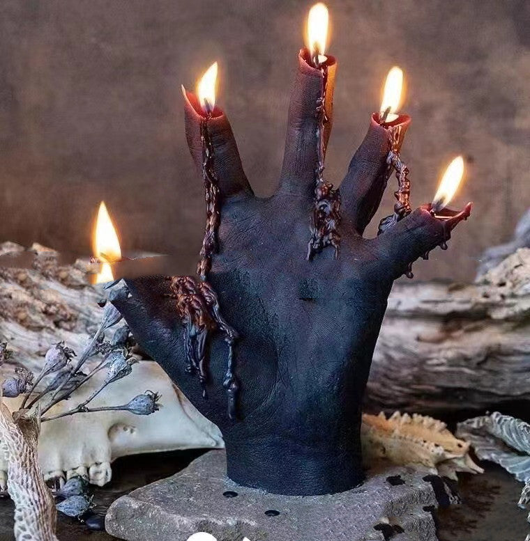 Resin Crafts Candle Vessel Horror Devil Hand Five Lamp Wick Candlestick